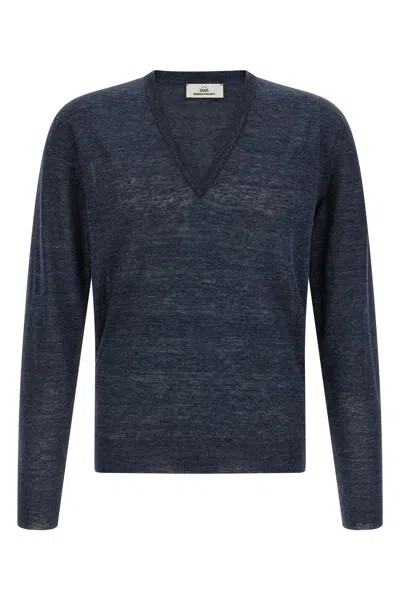 Riviera Project Linen And Silk Sweater In Blue