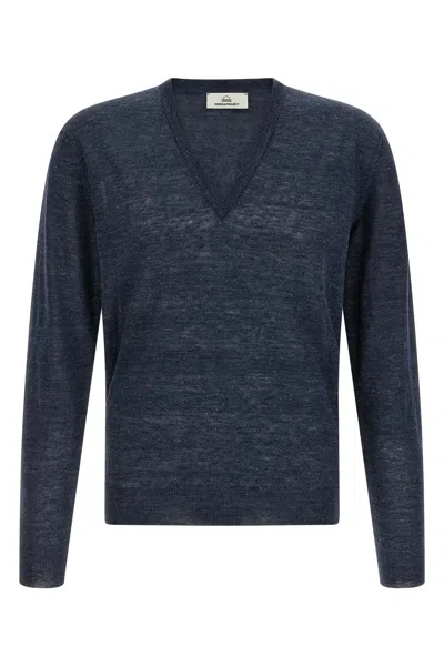 Riviera Project Linen And Silk Sweater In Blue