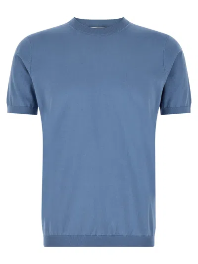 Riviera Project Linen Cotton Sweater In Light Blue