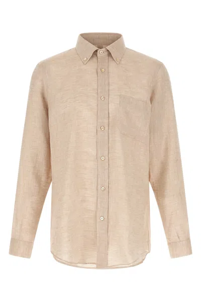 Riviera Project Linen Shirt In Beige