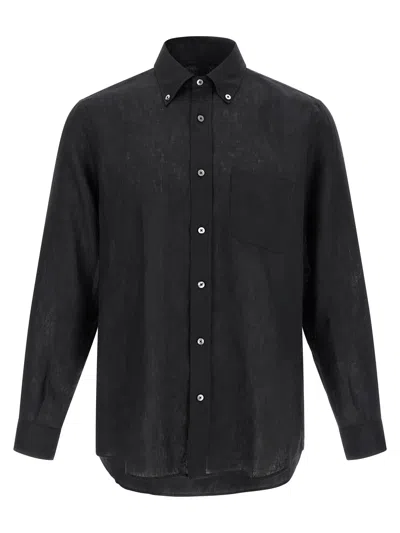Riviera Project Linen Shirt In Black