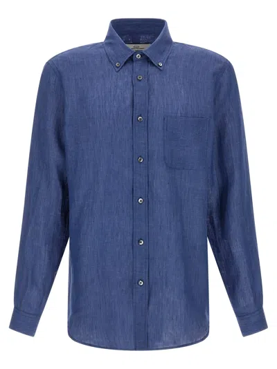 Riviera Project Linen Shirt In Blue