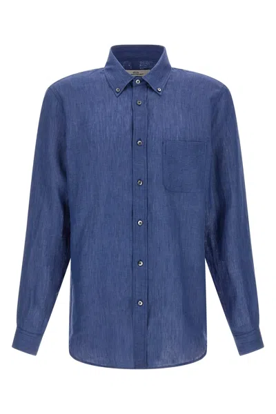 Riviera Project Linen Shirt In Blue