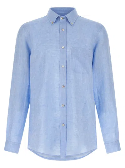Riviera Project Linen Shirt In Light Blue