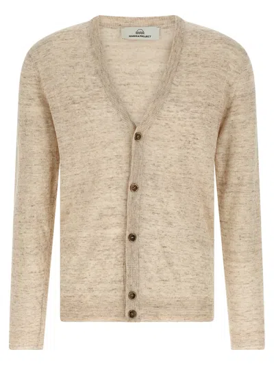 Riviera Project Linen Silk Cardigan In Beige