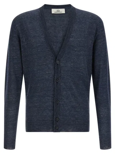 Riviera Project Linen Silk Cardigan In Blue