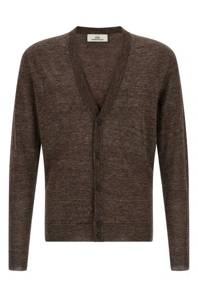 Riviera Project Linen Silk Cardigan In Brown