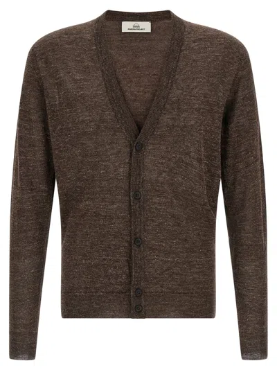 Riviera Project Linen Silk Cardigan In Brown