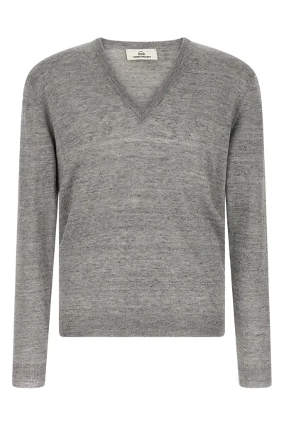 Riviera Project 'linen Silk' V-neck Sweater In Gray