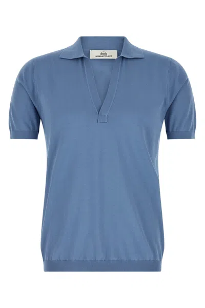 Riviera Project Open Collar Polo Shirt In Blue