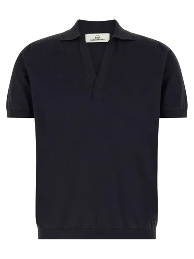 Riviera Project Open Collar Polo Shirt In Blue