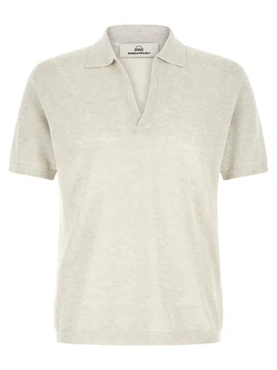 Riviera Project Open Collar Polo Shirt In Gray
