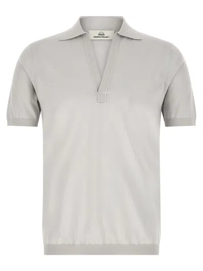 Riviera Project Open Collar Polo Shirt In Gray