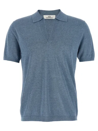 Riviera Project Open Collar Polo Shirt In Light Blue