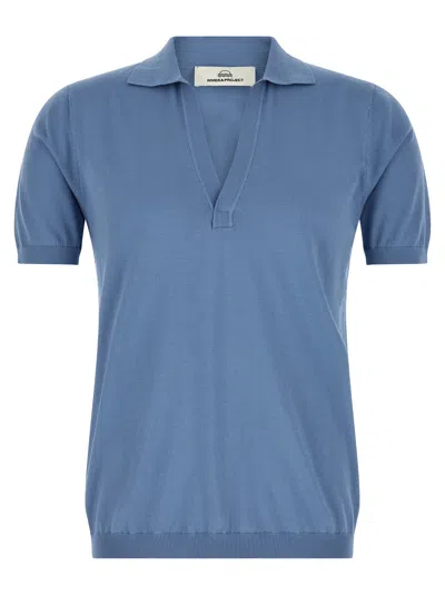 Riviera Project Open Collar Polo Shirt In Light Blue