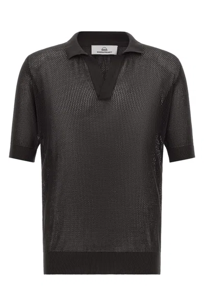 Riviera Project Openwork Cotton Polo Shirt In Black
