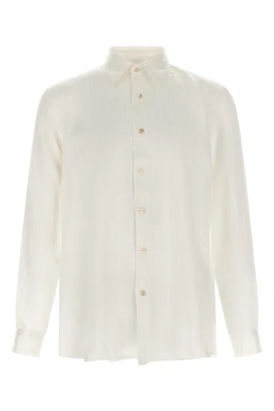 Riviera Project Striped Silk Shirt In Beige