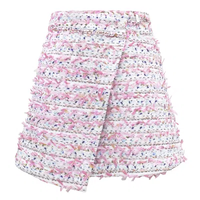 Riviera Soirée Women's Pink / Purple Danni Tweed Mini Wrap Skirt In Pink/purple