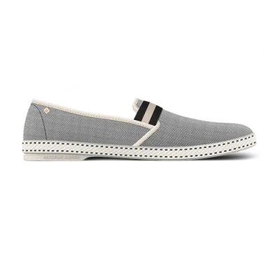 Rivieras Canvas Oxford Loafer With Striped Elastic Band In Gray