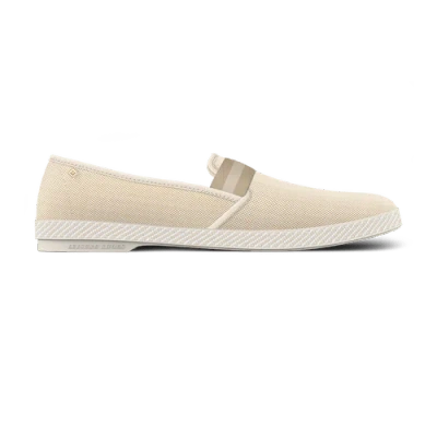 Rivieras Canvas Oxford Loafer With Striped Elastic Band In Neutral