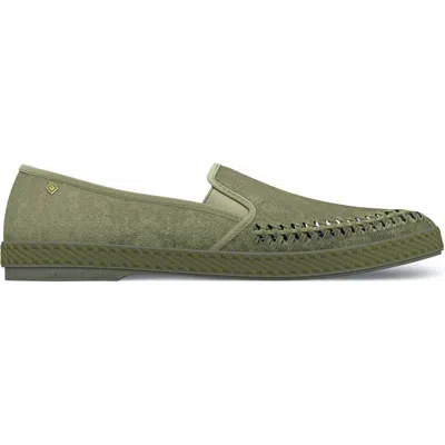 Rivieras Slip-on Woven Split Toe Moccasin In Green