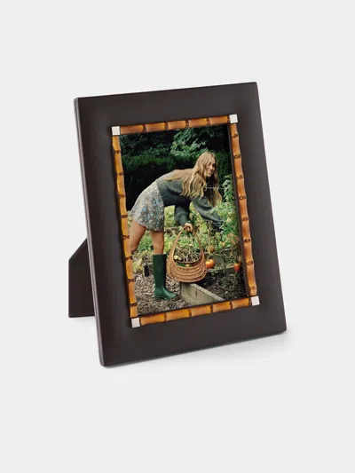Riviere Bice Bamboo And Leather Photo Frame (5x7") In Black