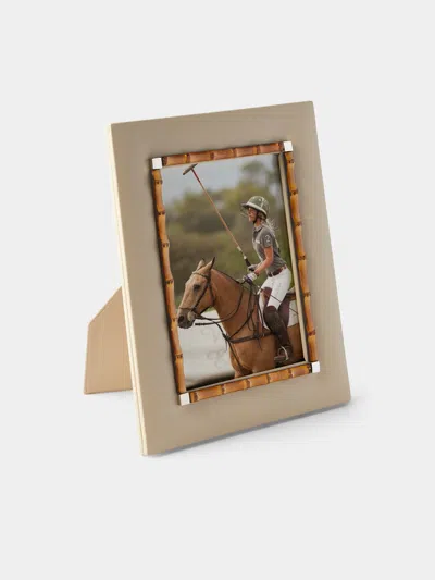 Riviere Bice Leather And Bamboo Photo Frame (5x7") In Multi