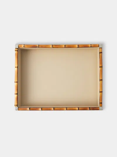 Riviere Bice Nabuk Leather And Bamboo Valet Tray (9.5in/24cm) In Brown