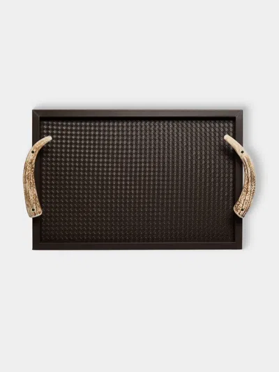Riviere Dafne Handwoven Wood And Deer Horn Tray (23.5in/60cm)