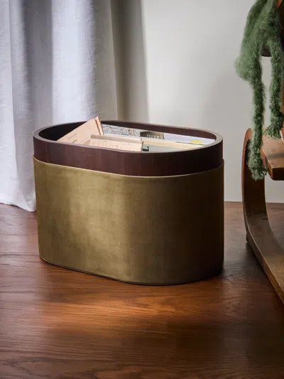 Riviere Dama Walnut And Suede Magazine Rack In Brown