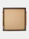 Riviere Diana Ebony And Woven Leather Square Tray  Abask Luxury Gift In  Brown