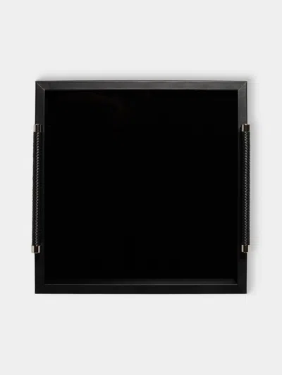 Riviere Diana Lacquered Wood Tray (18in/46cm) In Black