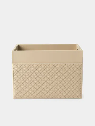 Riviere Emy Woven Leather Magazine Holder In Brown