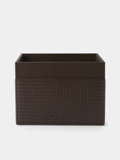 Riviere Emy Woven Leather Magazine Holder In Brown