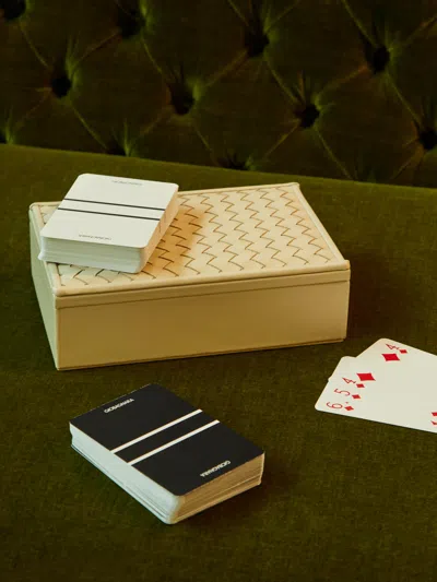 Riviere Eva Woven Leather Playing Cards Holder  Abask Luxury Gift In Neutral