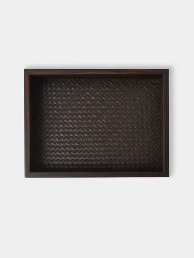 Riviere Febe Woven Ebony And Leather Valet Tray (9.5in/24cm) In Brown