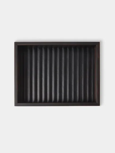 Riviere Febe Woven Ebony And Leather Valet Tray (9.5in/24cm) In Black