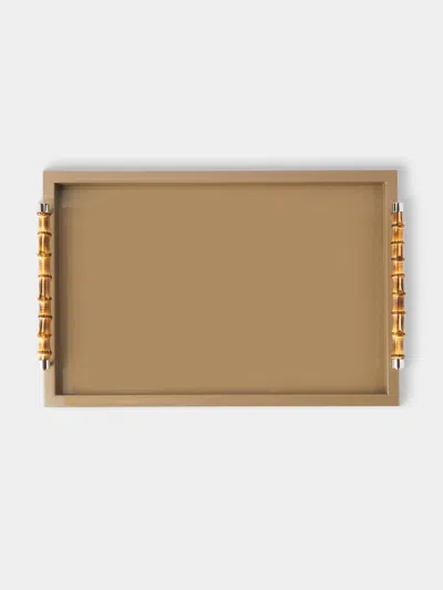 Riviere Frida Lacquered And Bamboo Tray (23.5in/60cm) In Brown