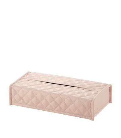 Riviere Quilted Leather Rectangle Tissue Box In Pink