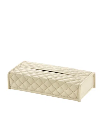 Riviere Quilted Leather Rectangle Tissue Box In Neutral