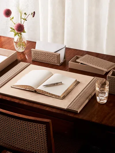 Riviere Woven Leather Desk Tidy (set Of 5)  Abask Gift Set In Neutral