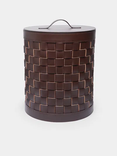 Riviere Woven Leather Laundry Basket  Abask Luxury Gift In Brown