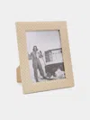 Riviere Woven Leather Photo Frame  Abask Luxury Gift In  Cream