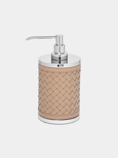 Riviere Woven Leather Soap Dispenser  Abask Luxury Gift In  Tan