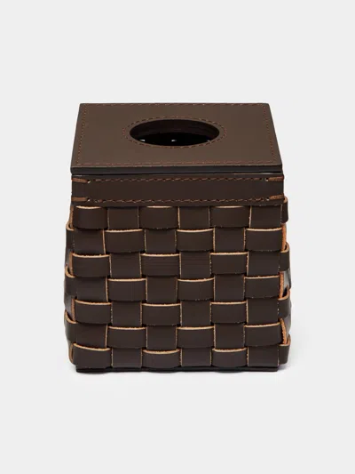 Riviere Woven Leather Tissue Box