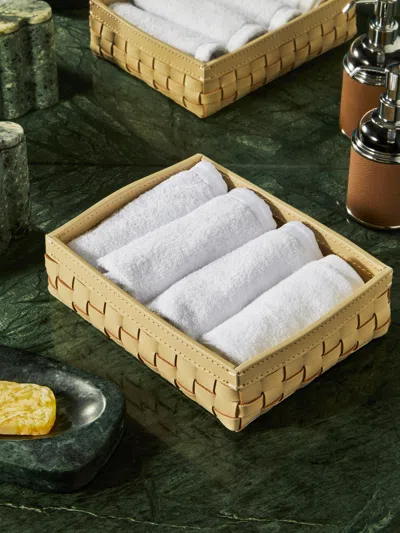 Riviere Woven Leather Tray  Abask Luxury Gift In Neutral