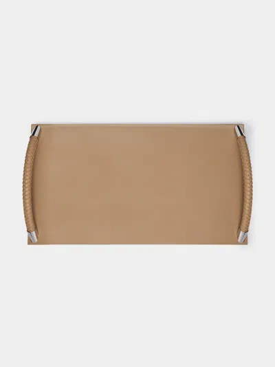 Riviere Woven Leather Tray  Abask Luxury Gift In  Tan