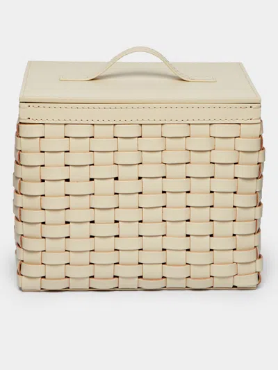 Riviere Woven Leather Wastepaper Basket  Abask Luxury Gift