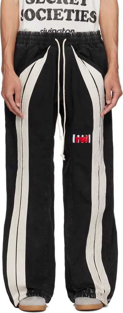 Rivington Roi Rebis Logo-patch Side-stripe Cotton Track Pants In Black