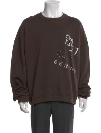 Pre-owned Rivington Roi Rebis Graphic Print Crew Neck Sweatshirt In Brown